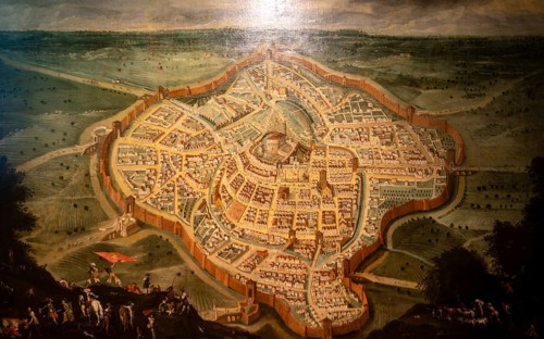 Painting, Map of Udine, Galleria d'Arte Antica, Castello di Udine, Friuli-Venezia Giulia, Italy