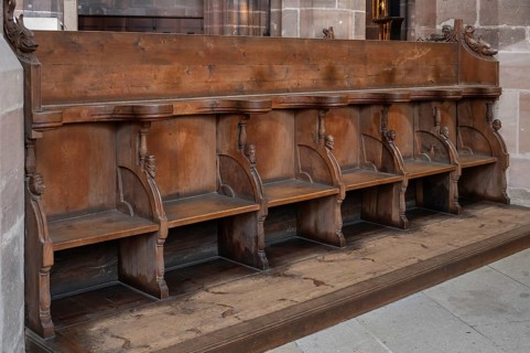 15th century choir stalls in St. Lorenz Church, Nuremberg, Middle Franconia, Bavaria, Germany