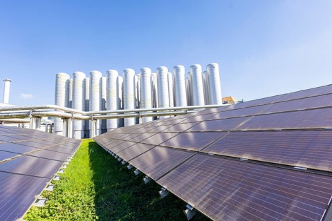 Innovationskraftwerk Dresden-Reick Hot Water Storage and Solar Field, Dresden, Saxony, Germany