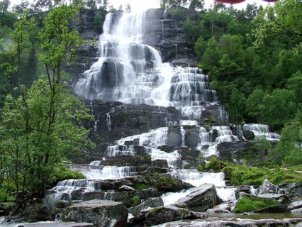 Geography, travel, waterfall, Twindevossen, river, Norway. Geography, Travel, Waterfall, River,