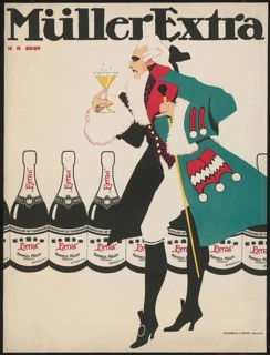 Advertising poster, beverage advertisement, advertising poster for Müller Extra sparkling wine,