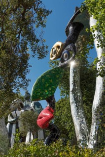 Face, colorful sculpture, Giardino dei Tarocchi or Garden of Tarot, by Niki de Saint Phalle and