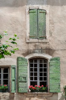 Window with green shutters, Provence, France