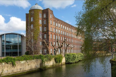 St James Mill nineteenth century industrial building 1839, River Wensum riverside, Norwich,