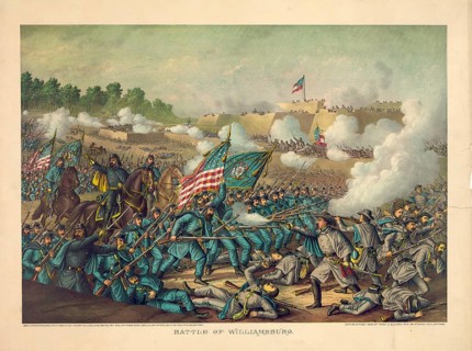 Battle of Williamsburg, Gen. Hancock's charge, of May 5, 1862. Depicted is the decisive