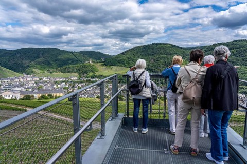 The wine town of Bernkastel-Kues on the Middle Moselle, Skywalk viewing platform above the district