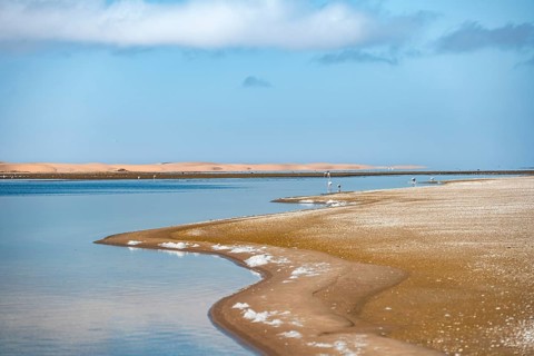 Sandwich Harbour Lagoon Beach, Impressive Desert Landscape, Namib Naukluft Park, Namib Desert,