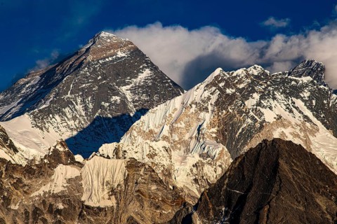 View of Mount Everest and Lhotse from Renjo La Pass, 5360 m, Solu Khumbu, Himalayas, Nepal