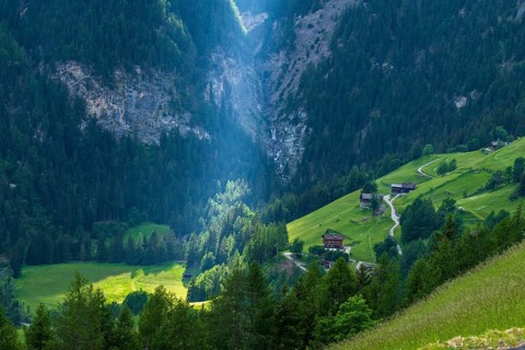 View of the valley near Winkl, Heiligenblut, Carinthia, Austria