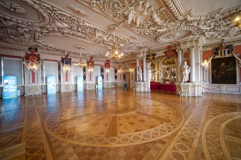 Panel room, ballroom, Friedenstein Castle, former residence of the Dukes of Saxe-Coburg and Gotha,