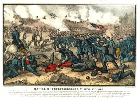 The lithograph *Battle of Fredericksburg, Va., 13 December 1862* depicts a scene from the bloody