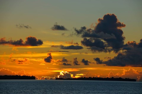 Colorful cloud image with cumulus clouds at sunset over Chelbacheb Islands Rock Islands 70 Seventy