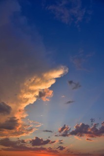 Sunset with clouds at sunset in Augsburg, Bavaria, Germany
