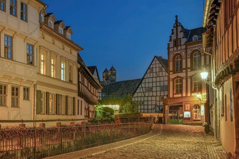 Gasse illuminates Quedlinburg Harz Germany