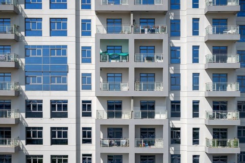 Apartment block with balconies, Dubai, United Arab Emirates, UAE