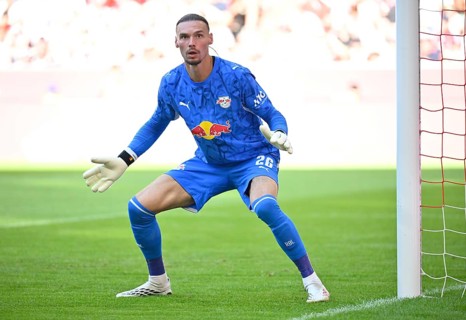 Goalkeeper Maarten Vandevoordt, RasenBallsport RB Leipzig (RBL) (26) – Football action, Telekom