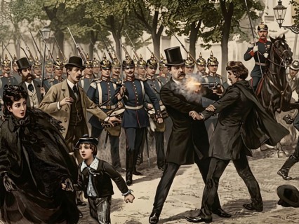Shots fired at Otto von Bismarck, German politician and statesman, Prime Minister in Prussia, Reich