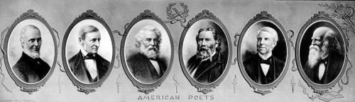 Historical print featuring notable 19th-century American poets (the so-called ‘Fireside Poets' or