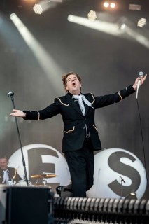 Singer Pelle Almqvist from the Swedish rock band The Hives live on the Utopia Stage during the Rock