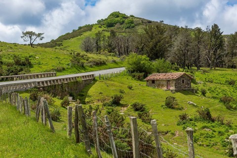 Mountain pass in the Basque Country on Pico Jaizkibel near Hondarribia on the border between France