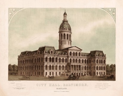 Baltimore City Hall, in the U.S. state of Maryland in 1871, designed by architect George A.