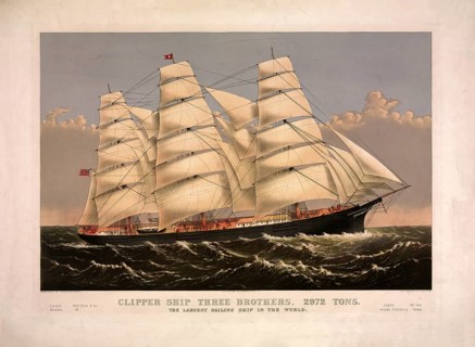 Lithographic print of the Three Brothers dump truck, originally the hull of the famous paddle