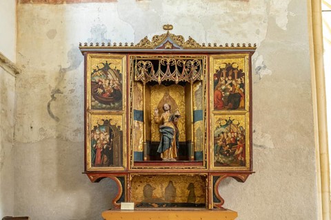 Saint Ursula altar in the interior of the Sighisoara mountain church in Sighisoara or Sighi?oara,