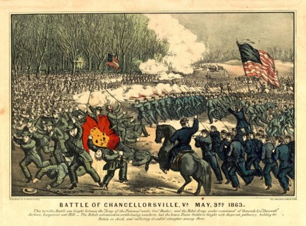 Lithograph of the Battle of Chancellorsville on 3 May 1863, published by the well-known US