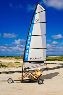 Sand-yachting on Bonaire, ABC islands, Bonaire, Caribbean