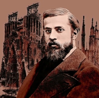 Portrait of Antoni Gaudí i Cornet, 1852 – 1926, Catalan architect and designer from Spain, the