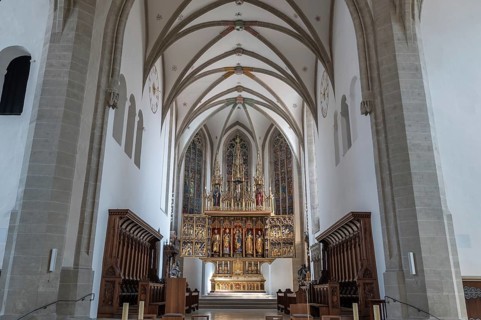 Choir with the Gothic Pappenheimer Altarpiece from 1495, Echstätter Dom, Eichstätt, Upper Bavaria,