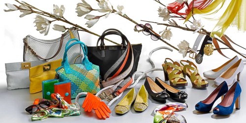 Window decoration, shoes and bags, department store, Munich, Bavaria, Germany
