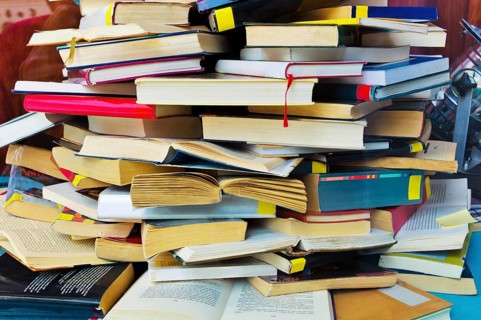 A pile full of opened and closed books, Vienna, Austria