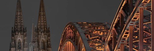 LED light bulb, evening atmosphere at Cologne Cathedral, Hohenzollern Bridge, Cologne, North