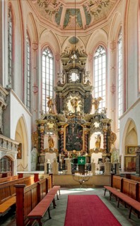 Naumburg Evangelical Lutheran City Church St. Wenzel, interior view of the altar, market square,
