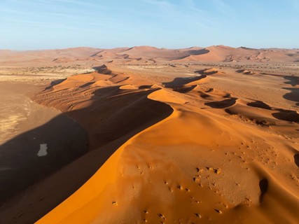 Aerial view of sand dunes in the Namib Desert, Namib Naukluft Park, Namibia