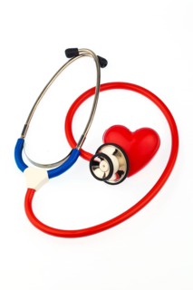 A stethoscope and a heart on a white background. Heart Disease Prevention, Austria