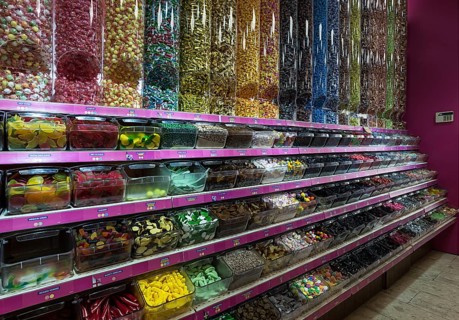 Different types of bobons in a candy store, Enschede, the Netherlands