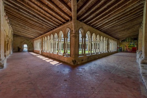 Romanesque cloister of the collegiate church, Eglise Collegiale in Saint Émilion, France