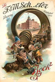 Advertising poster, beverage advertisement, advertising poster for bock beer from F. & M. Schäfer