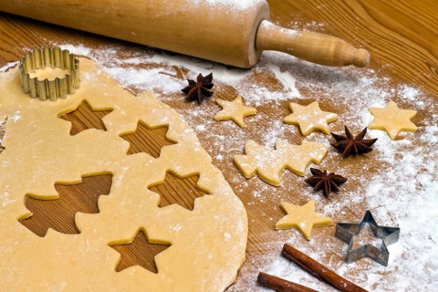 Baking cookies and cookies during Advent. Preparing for Christmas, Christmas bakery, studio