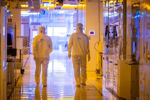 Clean room of Infineon Technologies AG's new Smart Power Fab in Dresden on June 10. The Smart Power