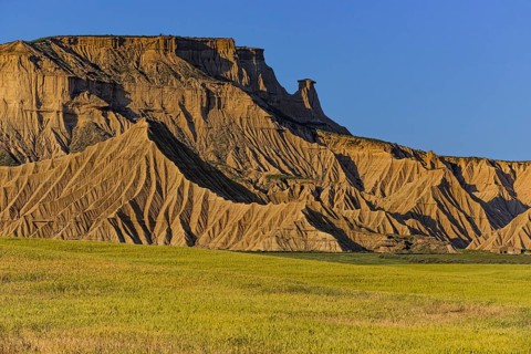 El Rallón in the Bardena Blanca section, Bardenas Reales Natural Park, Navarra, Spain
