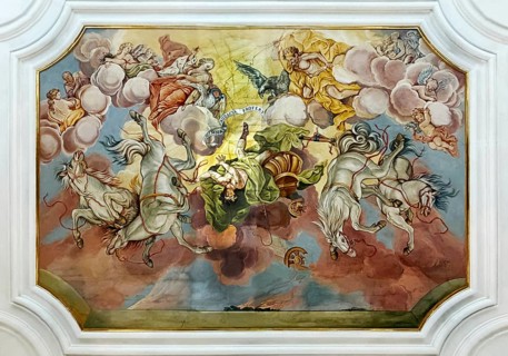 Ceiling painting with the title Sturtz des Phaeton by Melchior Steidl, extensively supplemented by