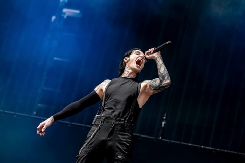 Andrew Andy Biersack, singer of Black Veil Brides live at Rock im Park on Zeppelin Field in