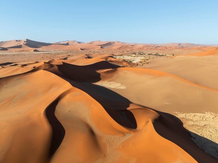 Aerial view, Dramatic sand dunes in the Namib Desert, Namib Naukluft Park, Namibia
