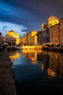 Grand Canal with restaurants, Sant'Antonio Taumaturgo church and Serbian Orthodox church Santissima