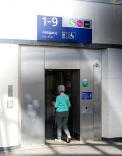 Elevator on the platform of Berliner Ostbahnhof, Berlin, Germany