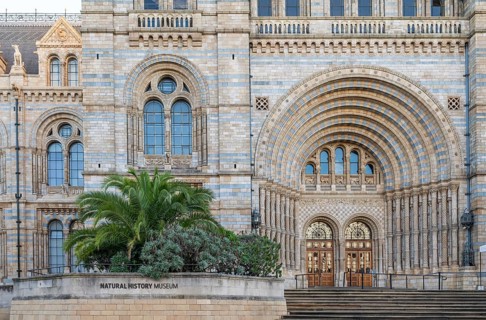 Entrance, Natural History Museum or Natural History Museum façade, built in 1860 in