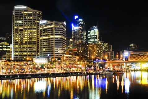 Darling Harbour at night in Sydney, Australia, Australia, Australia